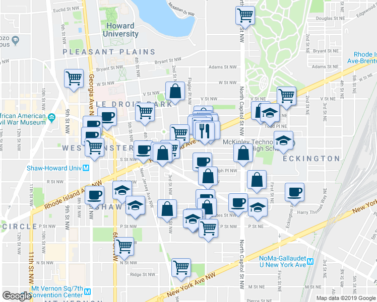 map of restaurants, bars, coffee shops, grocery stores, and more near 142 Seaton Place Northwest in Washington