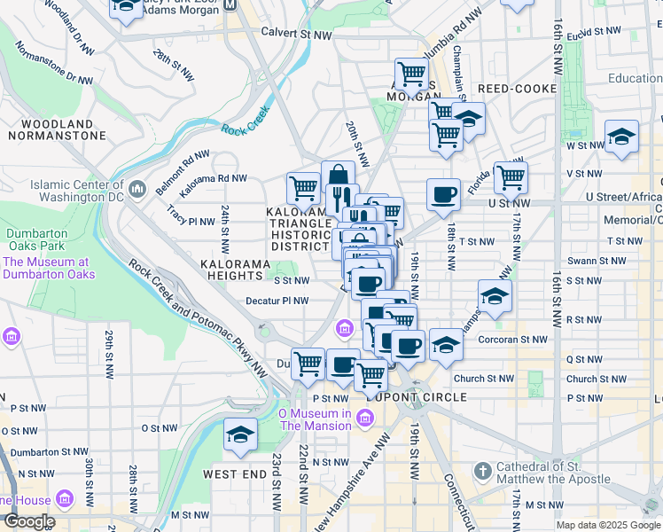 map of restaurants, bars, coffee shops, grocery stores, and more near 2122 Bancroft Place Northwest in Washington