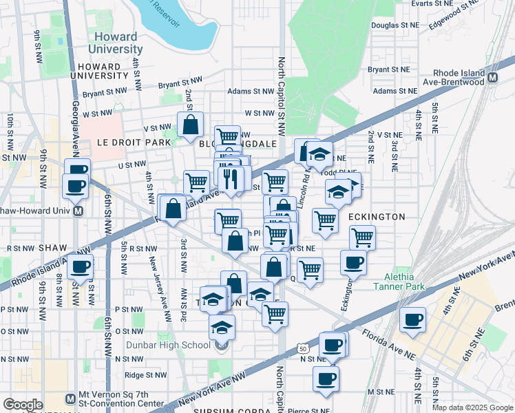 map of restaurants, bars, coffee shops, grocery stores, and more near 42 Seaton Place Northwest in Washington