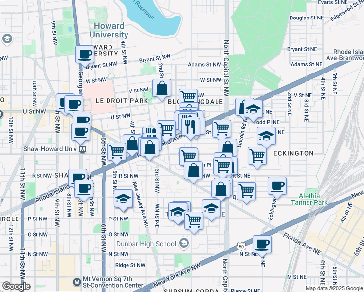 map of restaurants, bars, coffee shops, grocery stores, and more near 122 Seaton Place Northwest in Washington