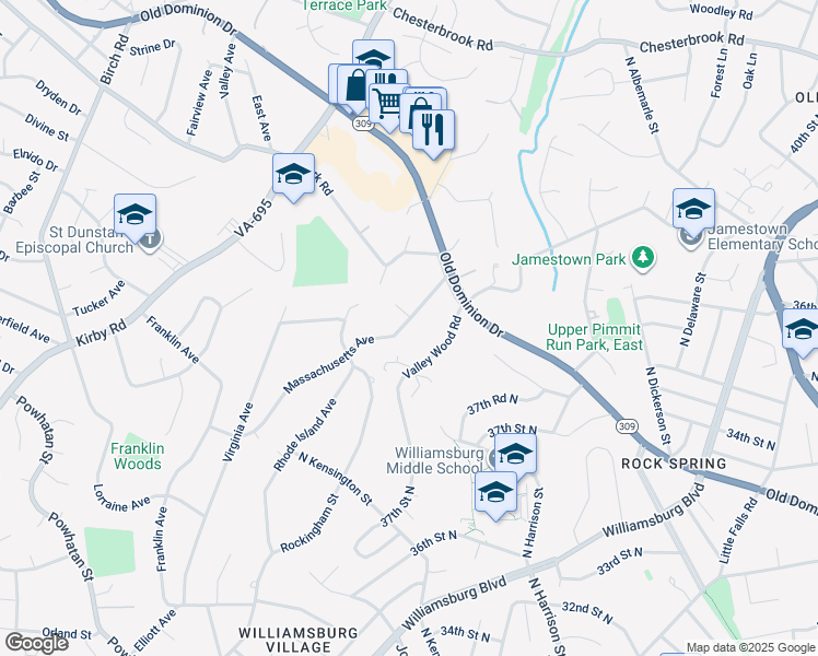 map of restaurants, bars, coffee shops, grocery stores, and more near 1857 Massachusetts Avenue in McLean