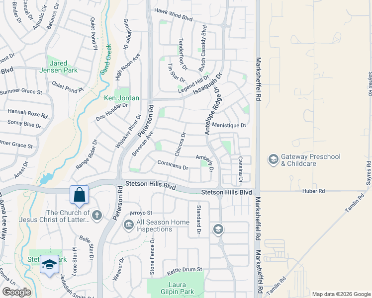 map of restaurants, bars, coffee shops, grocery stores, and more near 7415 Flathead Lake Drive in Colorado Springs