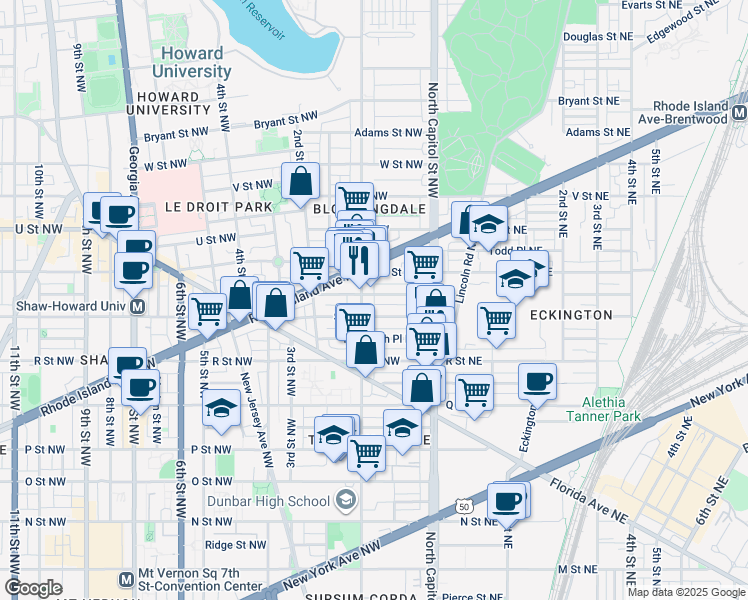 map of restaurants, bars, coffee shops, grocery stores, and more near 78 Seaton Place Northwest in Washington