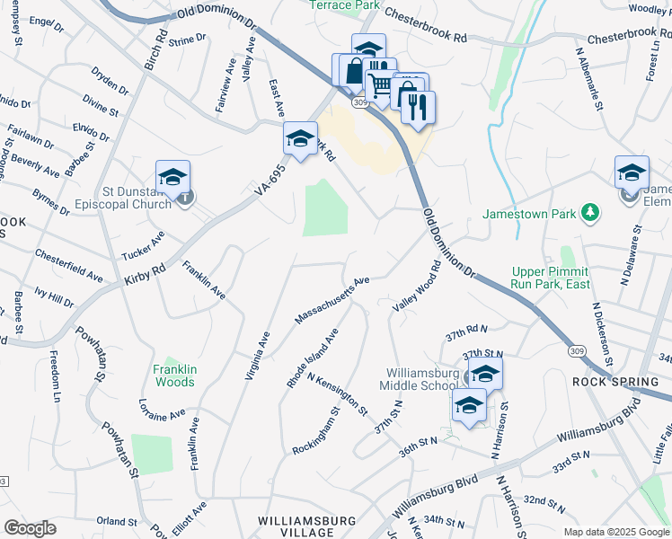 map of restaurants, bars, coffee shops, grocery stores, and more near 1875 Virginia Avenue in McLean