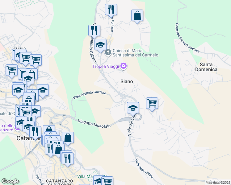 map of restaurants, bars, coffee shops, grocery stores, and more near 191 Via Ferdinandea in Siano