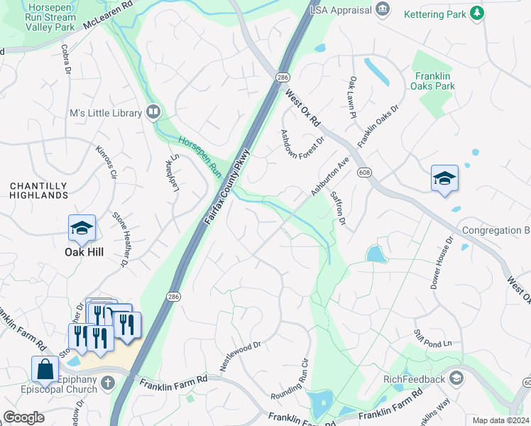 map of restaurants, bars, coffee shops, grocery stores, and more near 13020 Bankfoot Court in Herndon