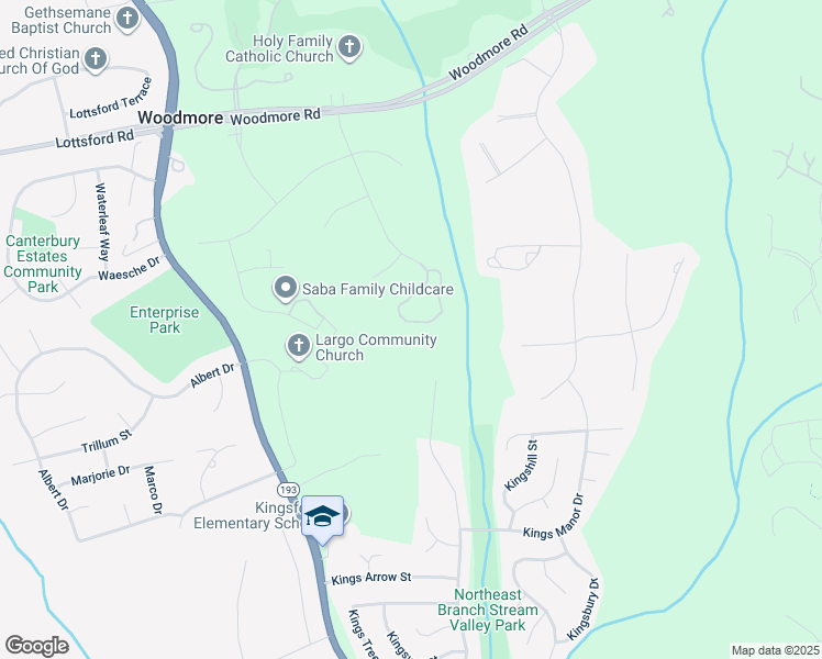 map of restaurants, bars, coffee shops, grocery stores, and more near 2007 Woodshade Court in Bowie