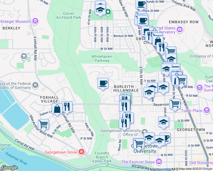 map of restaurants, bars, coffee shops, grocery stores, and more near 4016 Chancery Court Northwest in Washington