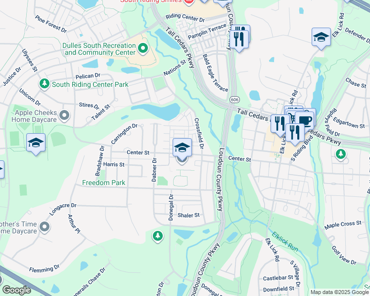 map of restaurants, bars, coffee shops, grocery stores, and more near 42819 Smallwood Terrace in Chantilly