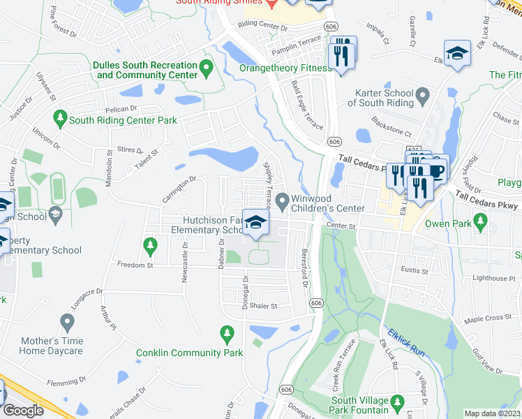 map of restaurants, bars, coffee shops, grocery stores, and more near 42811 Smallwood Terrace in Chantilly
