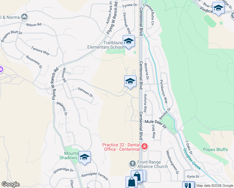 map of restaurants, bars, coffee shops, grocery stores, and more near 2139 Chuckwagon Road in Colorado Springs