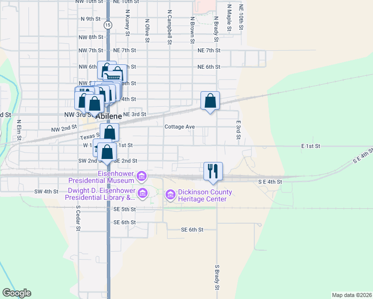 map of restaurants, bars, coffee shops, grocery stores, and more near 110 South Bonebrake in Abilene