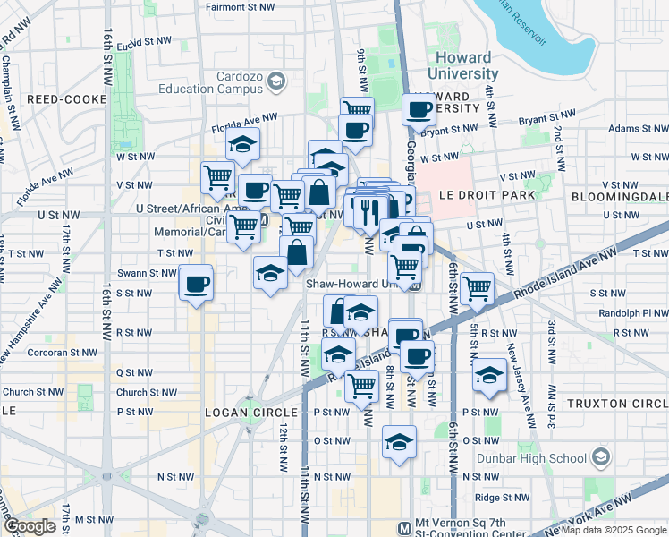 map of restaurants, bars, coffee shops, grocery stores, and more near 939 Westminster Street Northwest in Washington