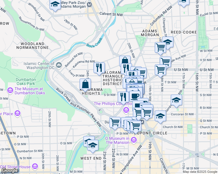 map of restaurants, bars, coffee shops, grocery stores, and more near 2229 Bancroft Place Northwest in Washington