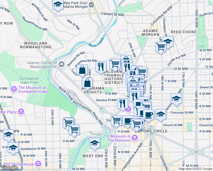map of restaurants, bars, coffee shops, grocery stores, and more near 2237 Bancroft Place Northwest in Washington