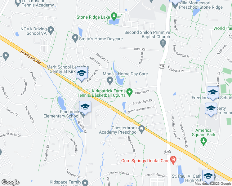 map of restaurants, bars, coffee shops, grocery stores, and more near 25451 Vacation Place in Aldie