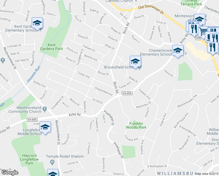map of restaurants, bars, coffee shops, grocery stores, and more near 6507 Tucker Avenue in McLean