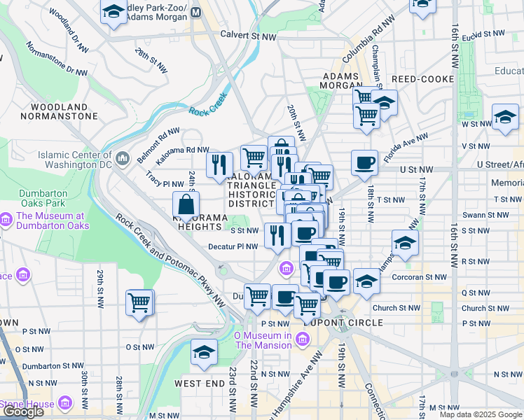 map of restaurants, bars, coffee shops, grocery stores, and more near 1823 Phelps Place Northwest in Washington