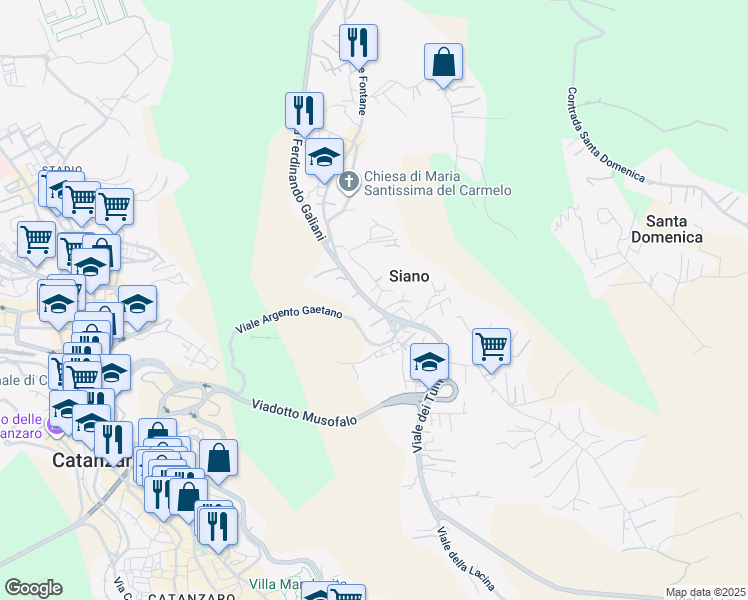 map of restaurants, bars, coffee shops, grocery stores, and more near 191 Via Ferdinandea in Siano