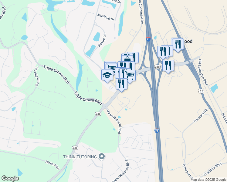 map of restaurants, bars, coffee shops, grocery stores, and more near 340 Richwood Road in Walton
