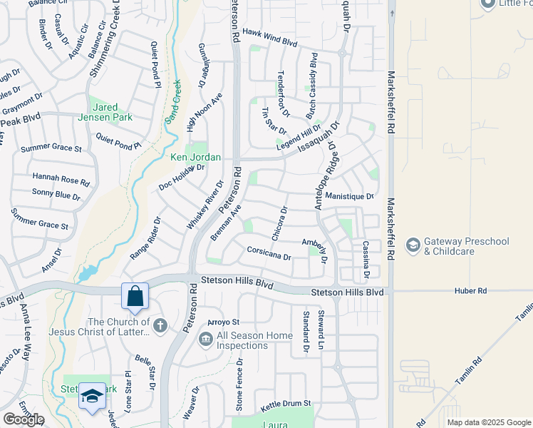 map of restaurants, bars, coffee shops, grocery stores, and more near 7329 Prythania Park Drive in Colorado Springs