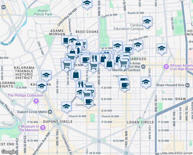 map of restaurants, bars, coffee shops, grocery stores, and more near 101 Independence Avenue Southeast in Washington