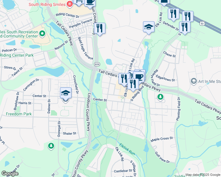 map of restaurants, bars, coffee shops, grocery stores, and more near 42880 Golf View Drive in Chantilly