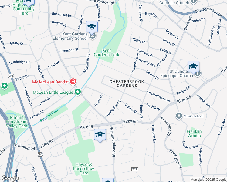 map of restaurants, bars, coffee shops, grocery stores, and more near 6617 Ivy Hill Drive in McLean