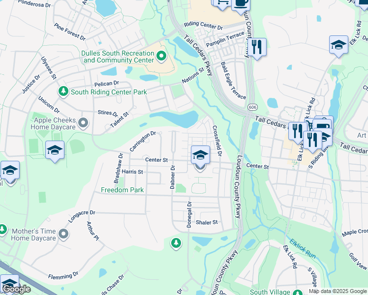map of restaurants, bars, coffee shops, grocery stores, and more near 42768 Kearney Terrace in Chantilly