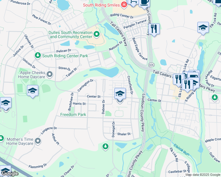 map of restaurants, bars, coffee shops, grocery stores, and more near 42768 Kearney Terrace in Chantilly