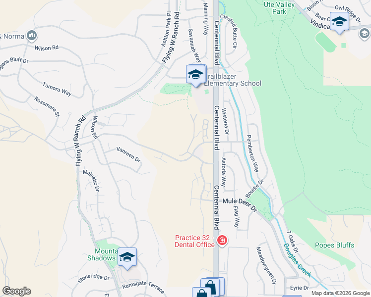 map of restaurants, bars, coffee shops, grocery stores, and more near 5767 Canyon Reserve Heights in Colorado Springs
