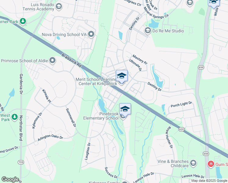 map of restaurants, bars, coffee shops, grocery stores, and more near 25401 Patriot Terrace in Aldie