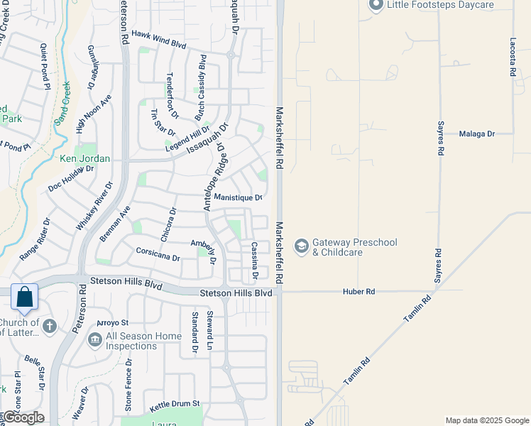 map of restaurants, bars, coffee shops, grocery stores, and more near 7840 Bengali Lane in Colorado Springs
