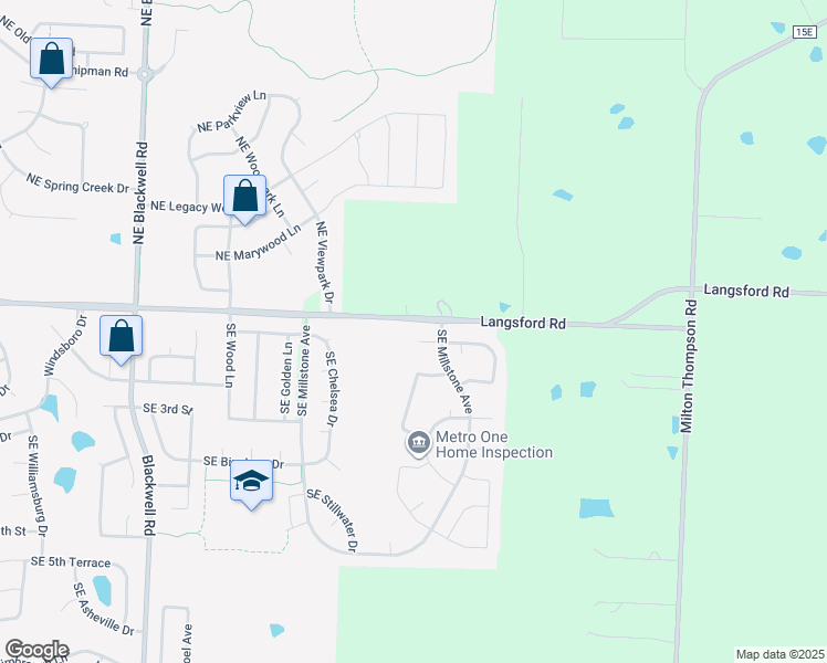 map of restaurants, bars, coffee shops, grocery stores, and more near 3104 Southeast Brookside Court in Lee's Summit