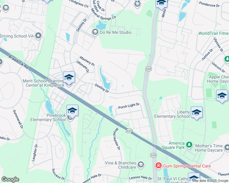 map of restaurants, bars, coffee shops, grocery stores, and more near 25343 Diligence Court in Aldie