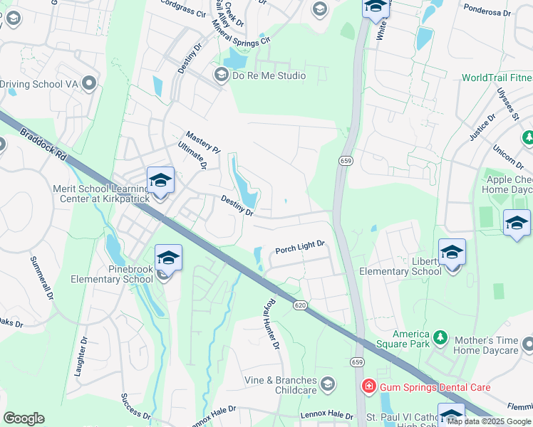 map of restaurants, bars, coffee shops, grocery stores, and more near 25343 Diligence Court in Aldie