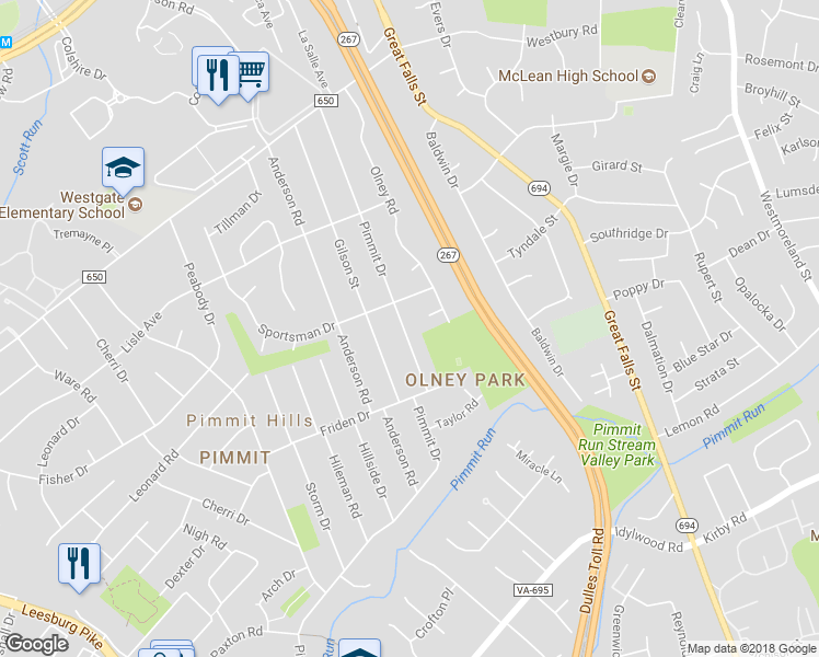 map of restaurants, bars, coffee shops, grocery stores, and more near 1831 Pimmit Drive in Falls Church