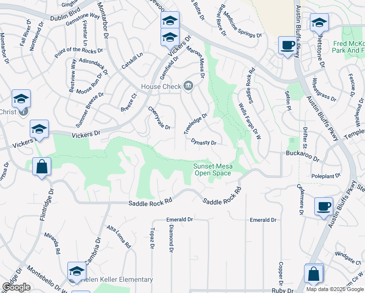 map of restaurants, bars, coffee shops, grocery stores, and more near 4315 Dynasty Drive in Colorado Springs