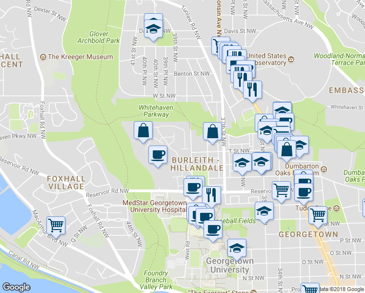 map of restaurants, bars, coffee shops, grocery stores, and more near 3930 Highwood Court Northwest in Washington