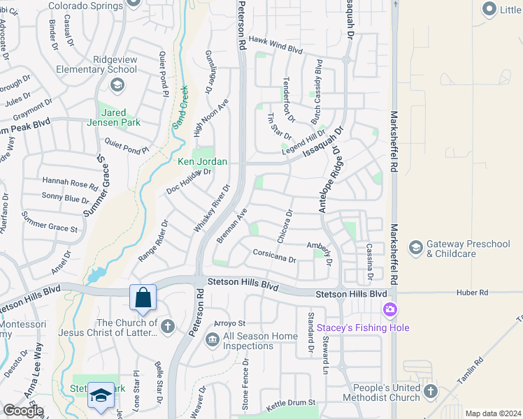 map of restaurants, bars, coffee shops, grocery stores, and more near 7329 Prythania Park Dr in Colorado Springs