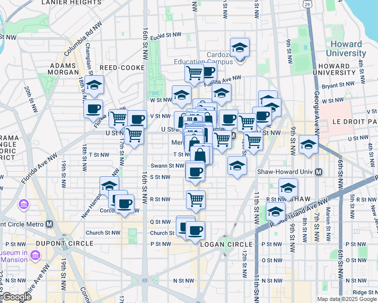 map of restaurants, bars, coffee shops, grocery stores, and more near 101 Independence Avenue Southeast in Washington
