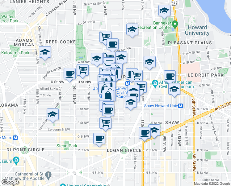 map of restaurants, bars, coffee shops, grocery stores, and more near 101 Independence Avenue Southeast in Washington