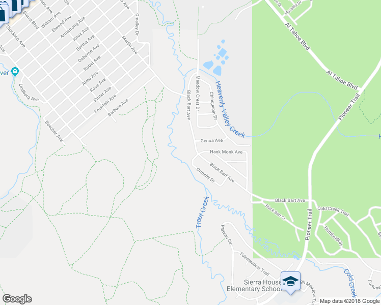 map of restaurants, bars, coffee shops, grocery stores, and more near 1454 Black Bart Avenue in South Lake Tahoe