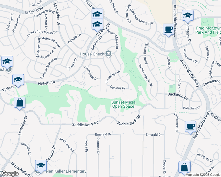 map of restaurants, bars, coffee shops, grocery stores, and more near 4315 Dynasty Drive in Colorado Springs