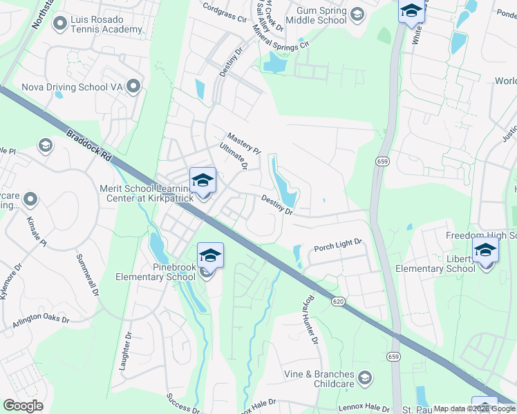 map of restaurants, bars, coffee shops, grocery stores, and more near 25362 Vacation Place in Aldie
