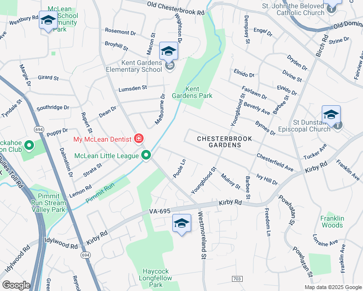 map of restaurants, bars, coffee shops, grocery stores, and more near 6631 Ivy Hill Drive in McLean