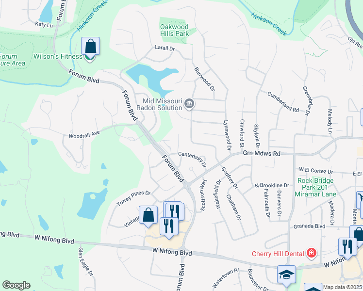 map of restaurants, bars, coffee shops, grocery stores, and more near 835 Oak Lawn Drive in Columbia