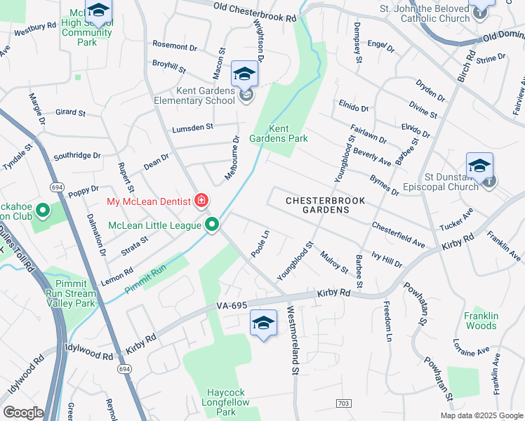 map of restaurants, bars, coffee shops, grocery stores, and more near 6631 Ivy Hill Drive in McLean