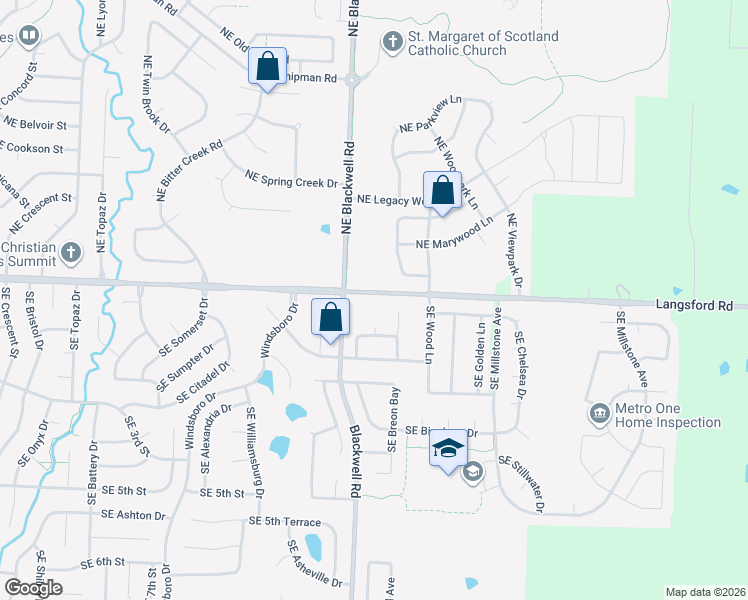 map of restaurants, bars, coffee shops, grocery stores, and more near 100 Southeast Breon Bay in Lee's Summit