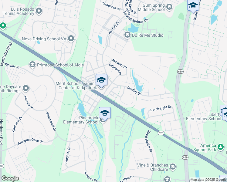 map of restaurants, bars, coffee shops, grocery stores, and more near 41884 Restful Terrace in Aldie